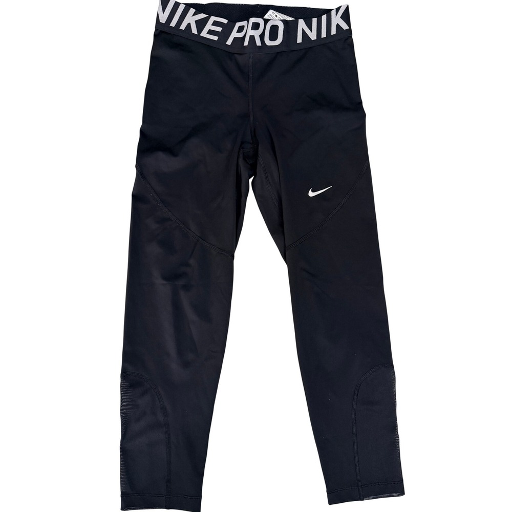 Nike Womens Pro Dri-FIT Leggings Black Cropped Mesh Medium